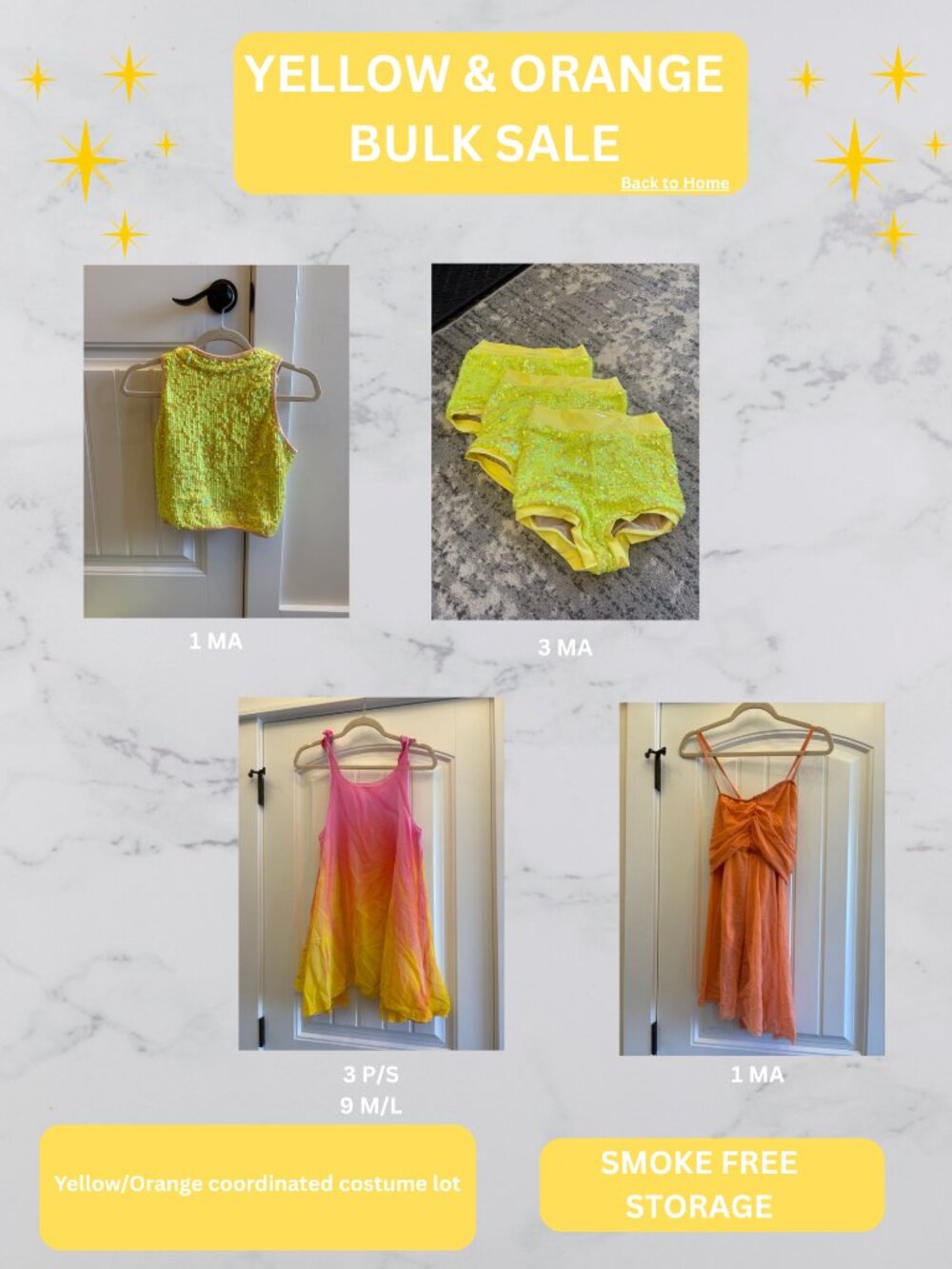Yellow & Orange Dance Costume Lot: Jazz & Lyrical: Multi-size